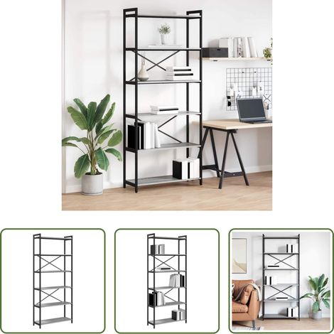 Industrielles Design - Bücherregal Grau Sonoma 40 x 30 x 85 cm Holzwerkstoff (1/5)