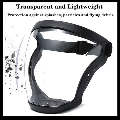 Visière de protection complète anti-buée réutilisable transparente pour adultes - 250 g (1/4)