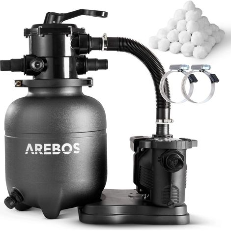 AREBOS Sandfilteranlage mit Pumpe Filteranlage Filterkessel Schwimmbadpumpe 350W