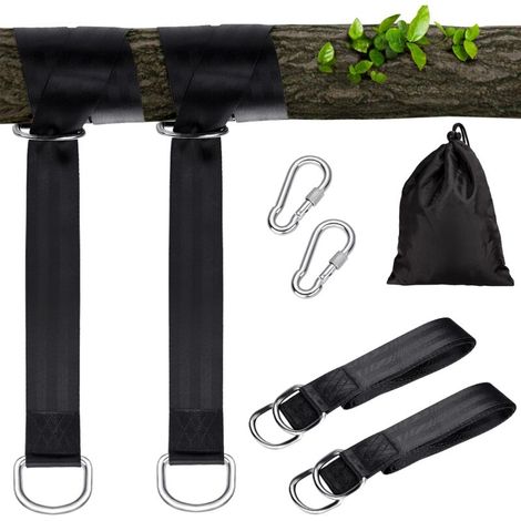 Swing attachment, 2 suspension straps with D rings and sturdy carabiners, polyester straps perfect for hammocks and tires, supports up to 1000 kg, with storage bag. (1/3)