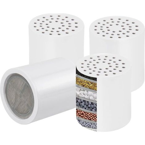 15 Stage Replacement Filter Element, Shower Filter with VC, Reduces Hard Water, Heavy Metal Impurities, Improves Skin and Hair, Fits Any Similar Shower Filter (4 Pack) (1/5)