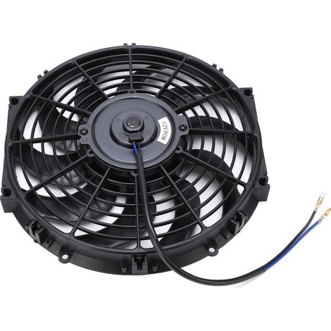 Ventilateur de refroidissement moteur électrique 12V ultra-plat 12 pouces universel soufflage aspiration avec kit fixation auto noir PP PA métal (1/5)