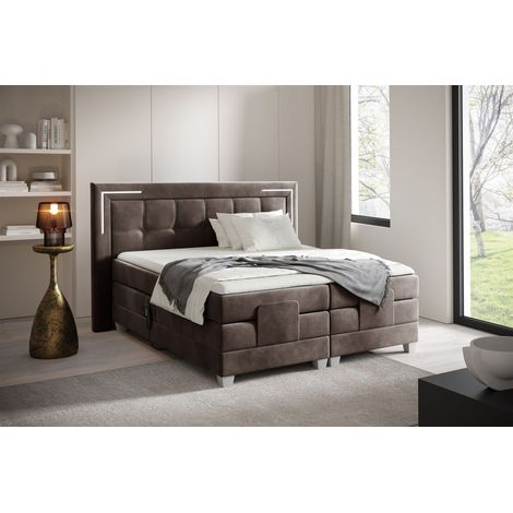 Boxspringbett Elektrisch Bett DORES 140x200cm in Stoff Fresh Schokobraun (1/2)