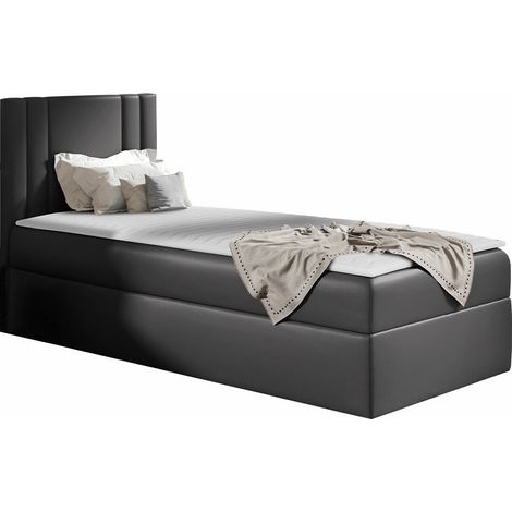 Lit boxspring Mel I, Soft 020, Continental, Unique, 80x200, Faux cuir, Disponible, 82x208x103cm (1/5)