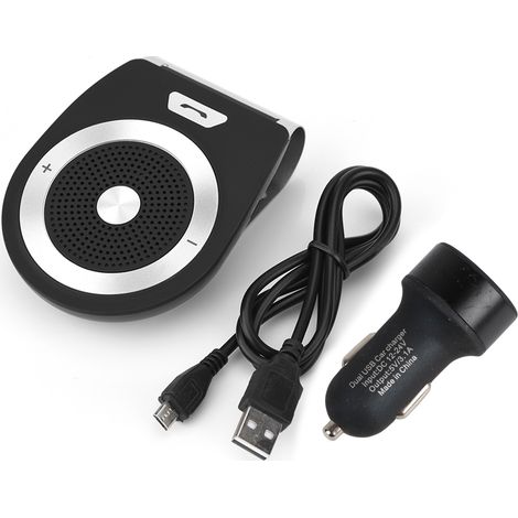 Kit mains libres Bluetooth sans fil pour voiture avec clip pour pare-soleil et haut-parleur intégré