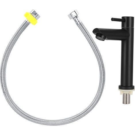 Robinet de Lavabo en Acier Noir pour Salle de Bains, Accessoire de Toilette Moderne (1/5)