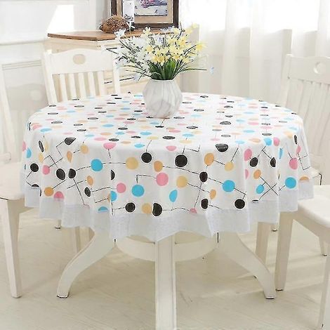 Nappe ronde imperméable, nappe de mariage (blanche, 1 pièce) (1/3)