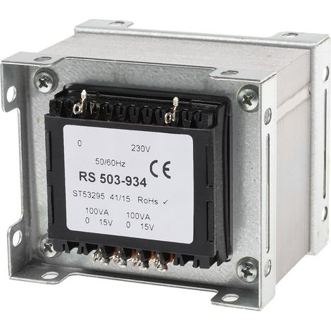 Transformateur à montage sur châssis, Vin 230V c.a., Vout 15V c.a., 2 sorties, 200VA ( Prix pour 1 )