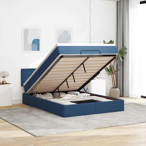 vidaXL Lit ottoman avec matelas bleu 140x190 cm tissu (1/5)