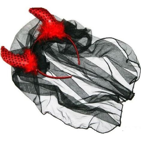 Cornes avec voile, NOIR, 1 pc.