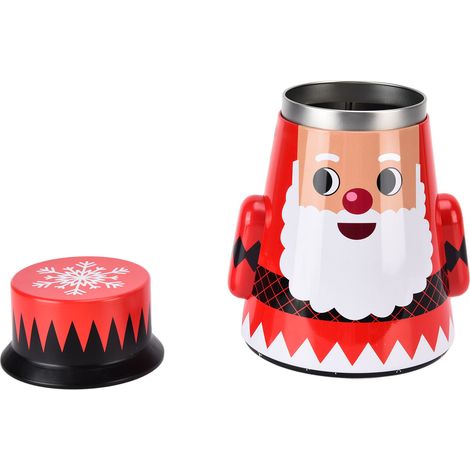 Lot boîte cadeau Noël, boîte alimentaire, pot à thé, récipient en fer à bascule Père Noël, décoration festive (1/5)