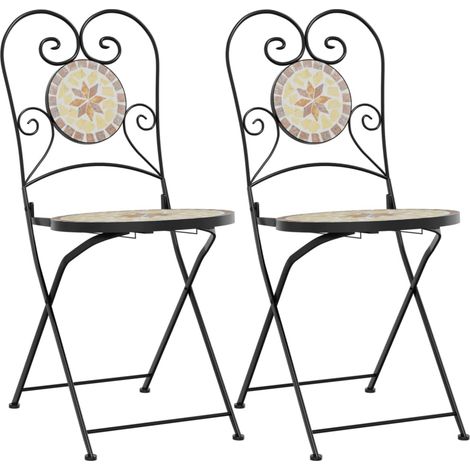 Lot de 2 Chaise de jardin,Chaises de bistro pliables terre cuite blanc céramique CFW3294975 (1/5)