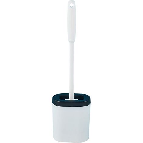Toilet Brush - Silicone Flat Head - Wall Mountable - Anti-Drip Base - Ergonomic Handle - 39.5 x 10.5 cm - White (1/5)