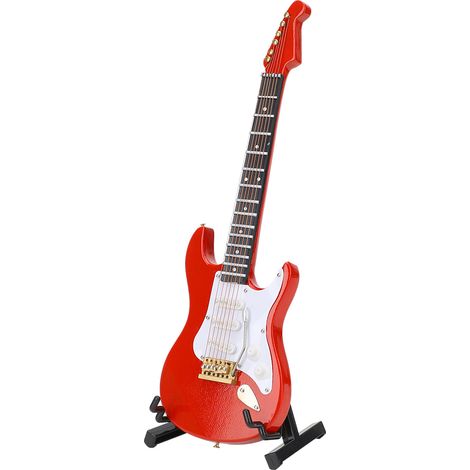 Mini guitare électrique rouge, modèle réduit d'instrument de musique, objet de décoration, cadeau
