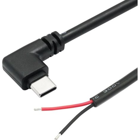 6 Stück 25 cm lange, rechtwinklige USB-C-Verlängerungskabel, 12 V 3 A, 90°-USB-C-Stecker auf 2-poligen offenen Stecker für DIY-Projekte (1/5)