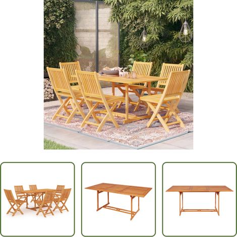 Table de jardin en teck - Ensemble à manger de jardin 7 pcs Bois de teck massif (1/5)