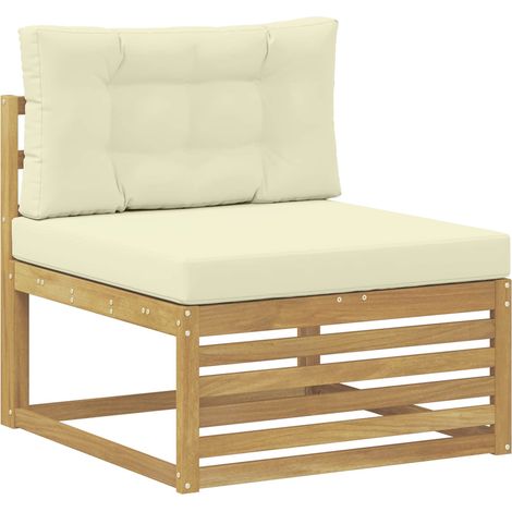 vidaXL Outdoor Middle Sofa Solid Acacia Wood White 83 x 79 x 73 cm