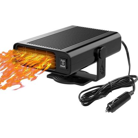 Calefactor eléctrico - Calefactor para coche - Desempañador 120W - 12V - Giratorio - Carcasa de ABS - Calefactor pequeño para coche (negro)