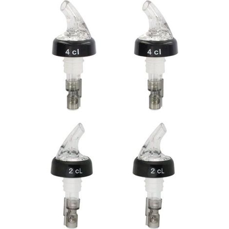 4 becs verseurs doseurs à bille, 2 cl et 4 cl, en plastique avec billes acier inoxydable, pour cocktails et cuisine maison (1/5)
