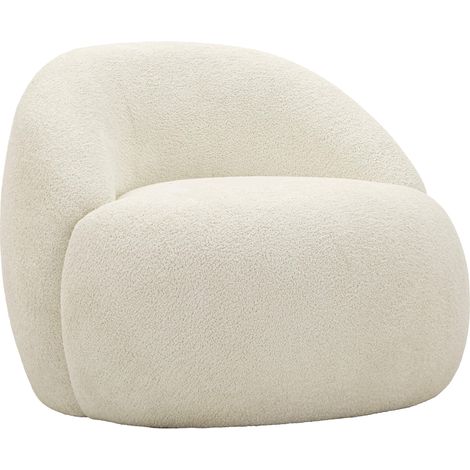 Poltrona Nubra, Poltroncina Rivestimento in Tessuto Bouclè, Braccioli, Materiale Struttura in Tessuto, 80x56x83h cm Bianco