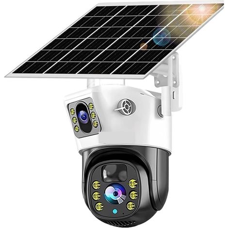 Caméra de sécurité à Domicile 4K 8MP Double Objectif PTZ caméra Solaire extérieure Double écran Suivi Humain sécurité Couleur Vision Nocturne caméra de Surveillance(Cam NO TF Card) (1/5)