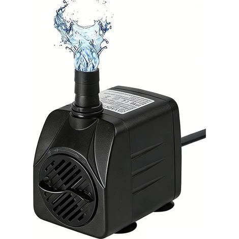 Pompe Eau Submersible,800L/H 16W Pompe Aquarium Ajustable Ultra Silencieux avec 4 Pieds de Ventouses pour Étang Poisson Fontaine Réservoir de Poissons 2 Buses Cordon de 1.5m (1/5)