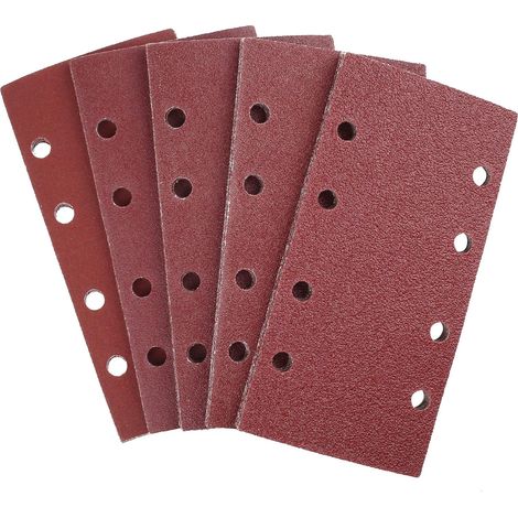 Galozzoit – Packung mit 25 Schleifblättern 93 x 185 mm – 8 Löcher für Exzenterschleifer – Körnungen 40/60/80/120/240 – Aluminiumoxid für Präzisionspolieren (1/5)
