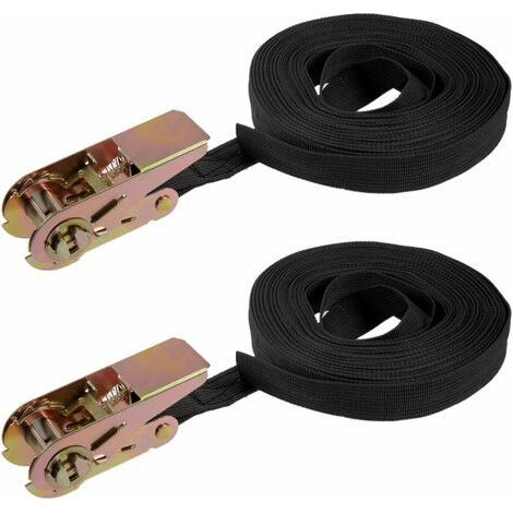 Rowoythk – 10 m Ratschengurt – Tragkraft 600 kg – Breite 25 mm – Polyester zur Ladungssicherung – 2er-Pack – Schwarz – 10 m x 25 mm (1/5)