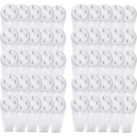 Lot de 50 Crochets pour photo pour mur dur Kit de suspension pour photo Crochet de suspension crochets muraux pour cadre photo pour accrocher des tableaux, des photos de mariage, des miroirs(grand)