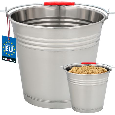 KOTARBAU® Seau à Cendre - Acier Inoxydable - 10 L - Argent - Seau de Maçon - pour Jardin - Cuisine - Chantier - Robuste et Résistant à la Corrosion (1/5)