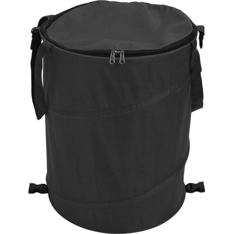 Poubelle de camping multifonctionnelle et portable à grande capacité, fabriquée en tissu Oxford 600D avec couvercle (noire) (1/5)