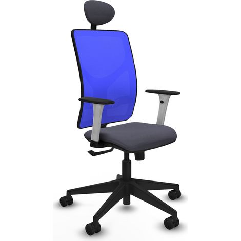 Silla de oficina piqueras y crespo Motilla azul gris brazos blancos (1/2)