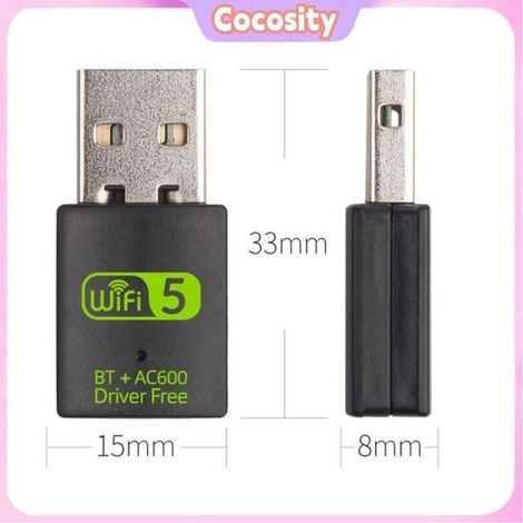 Cocosity USB-WLAN-Bluetooth-Adapter, 600 Mbit/s 2,4,5 GHz WiFi5 Bluetooth-Adapter, WLAN-Netzwerk-Dongle (1/5)