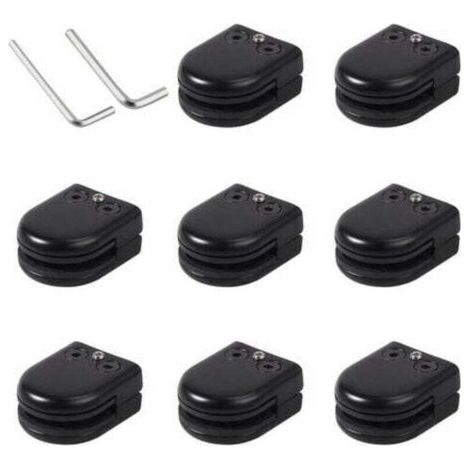VURAHOME - Pinces à verre inoxydable 304 8pcs (noir) - Support solide pour verre 8-10mm - Anti-écaillage - Pour installation vitrée - Professionnels et bricoleurs (1/4)