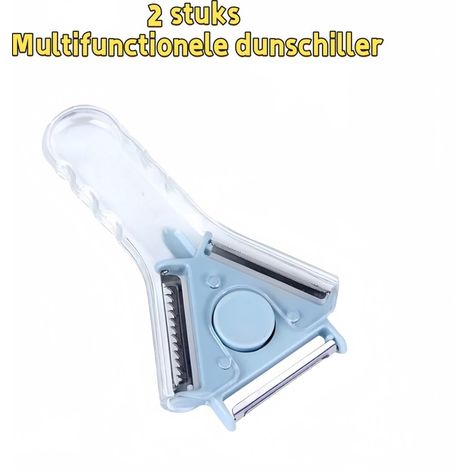 Éplucheur multifonctionnel en 2 parties avec 3 lames rotatives amovibles et tranchantes pour hacher, éplucher et prélever les légumes - Bleu (1/5)