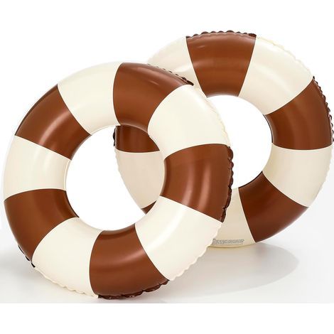 Juego de 2 colchones hinchables grandes a rayas para adultos, ideales para piscinas y fiestas acuáticas. (1/5)