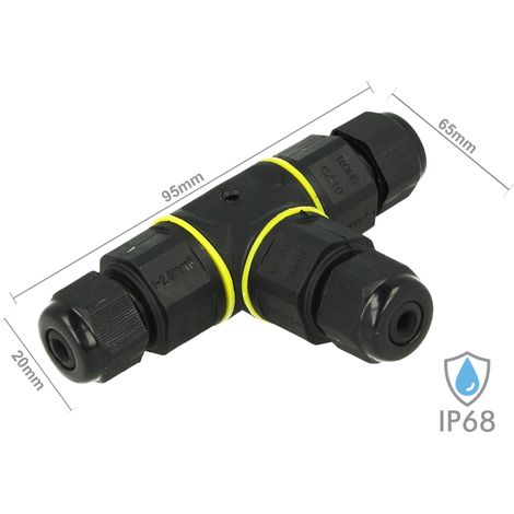 Connettore Manicotto di Collegamento IP68 Forma T Cavo Raccordo Impermeabile 3 Poli Max Sezione 1,5mmq (1/3)