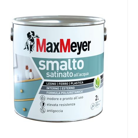 MaxMeyer Smalto All'Acqua Poliuretanico Effetto Satinato, Nero, 2L