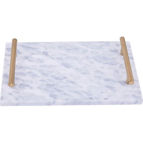 Premier Housewares Grey Marble Tray with Gold Effect Handles (1/4)