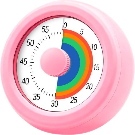 Minuteur visuel pour enfants, compte à rebours de 60 minutes pour salle de classe, bureau, cuisine, minuterie de bureau pour enfants, outils de gestion du temps avec fonctionnement silencieux (1/5)