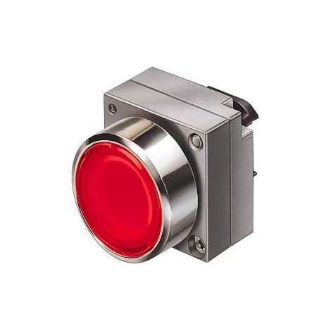 Pulsante, 22mm, tondo, in metallo, rosso, pulsante, piatto, con supporto