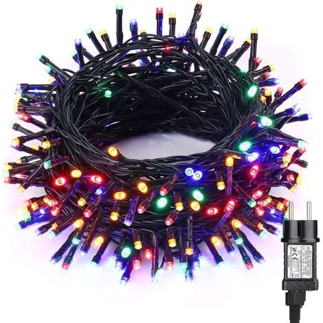 Bunte Lichterkette für Weihnachten, 20 m, 200 LEDs, für drinnen und draußen, grünes Kabel, 8 Modi, wasserdicht, ideal für Weihnachtsbaum, Hochzeit, Hotel, Party und Geburtstag (1/5)