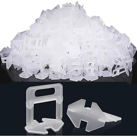 Système de Nivellement de Carrelage, Lot de 500 Languettes de Traction, Largeur de Joint de 1,5 mm, Outil de Pose pour Carrelage de 3 à 15 mm de Hauteur, Aide à la Pose (1/5)