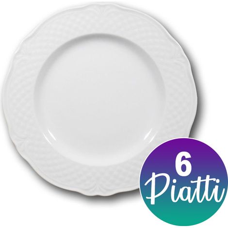 6 PIATTI FRUTTA IN CERAMICA MALAGA BIANCHI 21CM (1/2)
