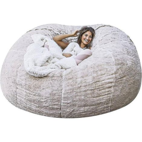 Fauteuil Poire Similicuir Fourrure Artificielle, Canapé Gonflable Confortable pour Salon, Coussin de Sol Moelleux, 1 Pièce, Couleur Camel (1/2)