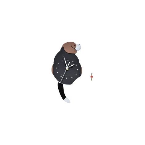 Horloge murale auto-adhésive imperméable, effet 3D, mouvement silencieux, chien avec queue, pour fenêtre, armoires de salon