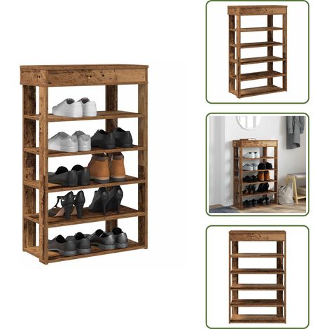 The Living Store Schuhregal Altholz-Optik 60x30x98 cm Holzwerkstoff - Schuhregal Altholz (1/5)