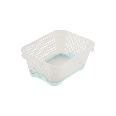 Mini Cesta, Antideslizante, DIN A7, 16 x 12 x 7 cm, Jonas, Transparente/Azul