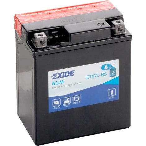 Batterie moto Exide ETX7L-BS YTX7L-BS 12v 6ah 100A