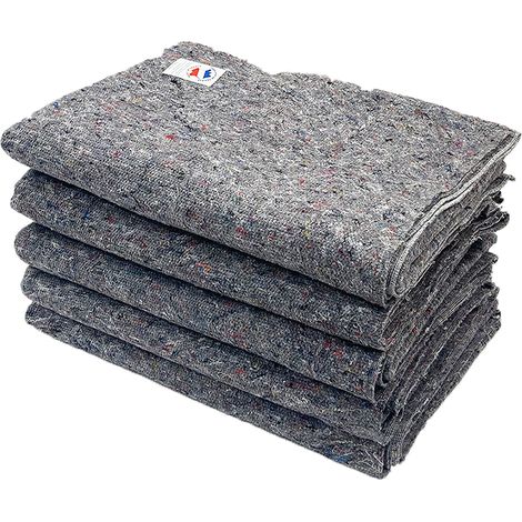 Lot de 5 Couvertures Garde Meubles France - pour Déménagement - Protection Meubles- Transport et Stockage - 150 x 200 cm - 330 g/m² - Couverture 100% Textile Recyclé